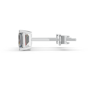Emerald Cut Real Moissanite 4 Prong Solitaire Stud Earrings Screw Back 14K Gold Plated